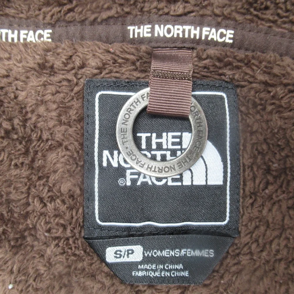 North Face Jacket Women Small Brown Hooded Pockets Sherpa Fleece SUPER SOFT
